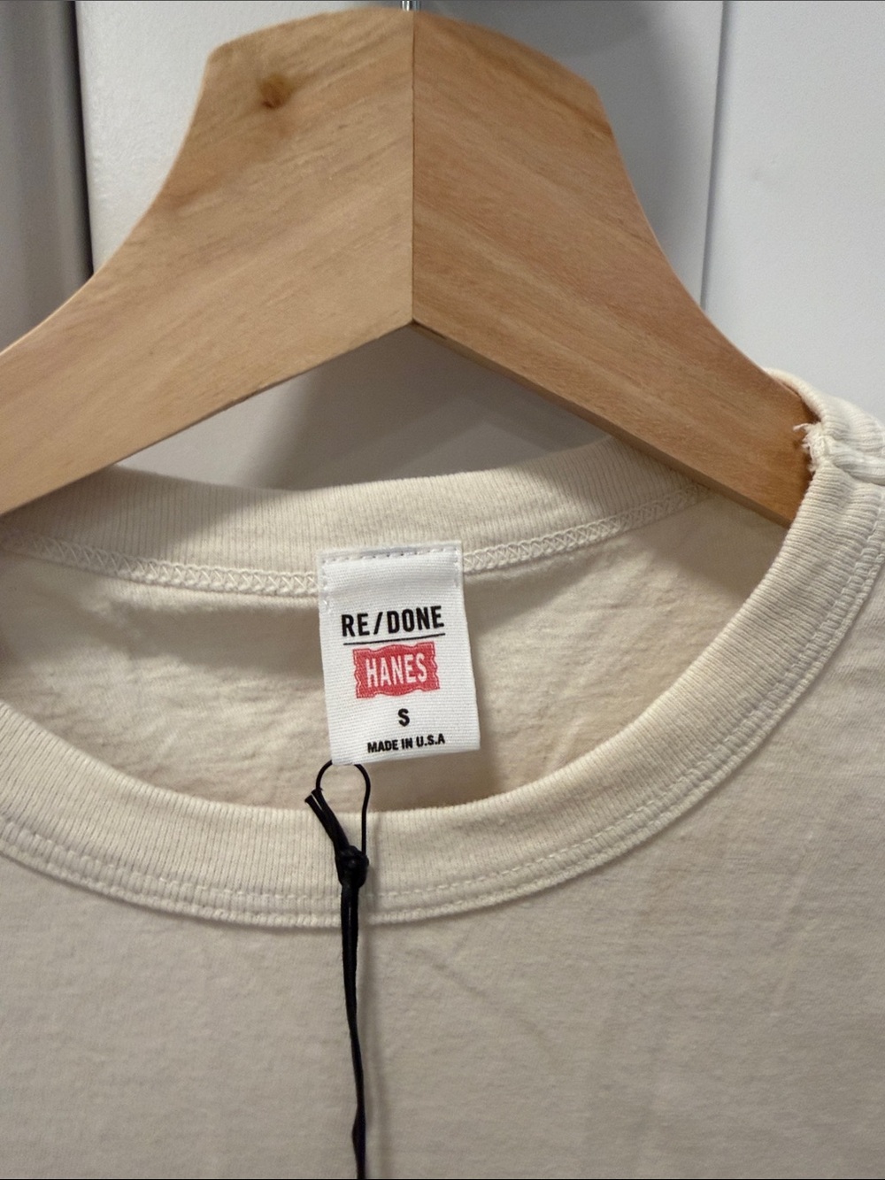 Re/Done Crewneck Tee in Off-White - Picture 2 of 4
